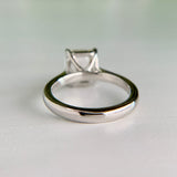 Antique Cut Emerald Lab Diamond Ring Platinum