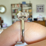 Antique Cut Emerald Lab Diamond Ring Platinum