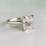 Antique Cut Emerald Lab Diamond Ring Platinum