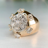 Vintage Old Cut Diamond Bombe Ring 14k/Platinum