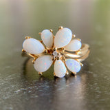 Opal and Diamond Flower Ring 14k