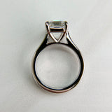 Antique Cut Emerald Lab Diamond Ring Platinum