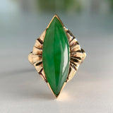 Vintage Jade Navette Ring 14k