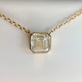 Custom Asscher Cut Lab Diamond Necklace 14k