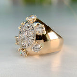 Vintage Old Cut Diamond Bombe Ring 14k/Platinum