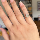 Antique Cut Emerald Lab Diamond Ring Platinum