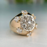 Vintage Old Cut Diamond Bombe Ring 14k/Platinum