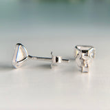 White Gold 1ctw Bezel Emerald Cut Lab Diamond Studs 10k