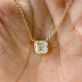 Custom Asscher Cut Lab Diamond Necklace 14k