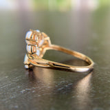 Opal and Diamond Flower Ring 14k