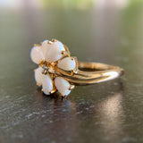 Opal and Diamond Flower Ring 14k
