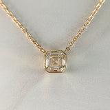 Custom Asscher Cut Lab Diamond Necklace 14k