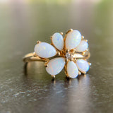 Opal and Diamond Flower Ring 14k