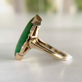 Vintage Jade Navette Ring 14k