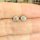 White Gold 1ctw Bezel Round Cut Lab Diamond Studs 10k