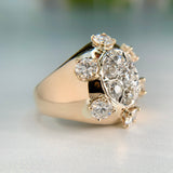 Vintage Old Cut Diamond Bombe Ring 14k/Platinum