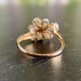 Opal and Diamond Flower Ring 14k