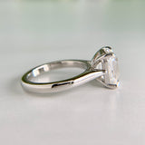 Antique Cut Emerald Lab Diamond Ring Platinum