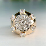 Vintage Old Cut Diamond Bombe Ring 14k/Platinum