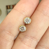 Yellow Gold 1ctw Bezel Round Cut Lab Diamond Studs 10k