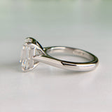 Antique Cut Emerald Lab Diamond Ring Platinum