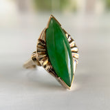 Vintage Jade Navette Ring 14k