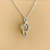 Diamond Music Note Necklace 14k