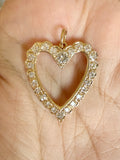 Vintage Old Cut Diamond Heart Pendant 14k