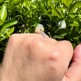 Platinum Opal Cabochon and Diamond Ring