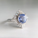 GIA Unheated Ceylon Sapphire and Diamond Ballerina Ring Platinum