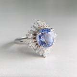 GIA Unheated Ceylon Sapphire and Diamond Ballerina Ring Platinum