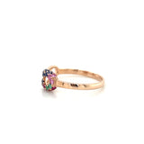 Safety Pin Ring with Sapphires Rubies and Emeralds 14k Rose Gold