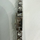 Platinum 24.5ctw Lab Diamond Flower Tennis Necklace 16.5"