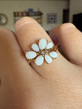 Opal and Diamond Flower Ring 14k