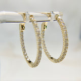 1.65ctw Small Oval Lab Diamond Inside Out Hoops 14k Yellow Gold