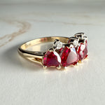 Vintage Lab Grown Ruby Heart and Diamond Band 14k