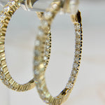 2.93ctw Large Oval Lab Diamond Inside Out Hoops 14k Yellow Gold