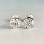 White Gold 1ctw Bezel Round Cut Lab Diamond Studs 10k