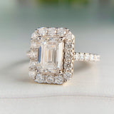 2.8ctw Emerald Cut Lab Diamond Halo Ring 14k