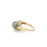 Gray Pearl and Diamond Ring 14k