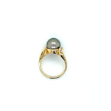 Gray Pearl and Diamond Ring 14k