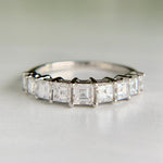 Platinum Graduated Carre Cut Diamond Band
