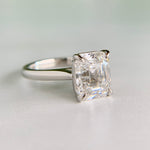 Antique Cut Emerald Lab Diamond Ring Platinum