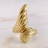 Grooved Bypass Statement Ring 14k