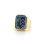 Vintage Blue Sardonyx Intaglio Signet Ring 18k