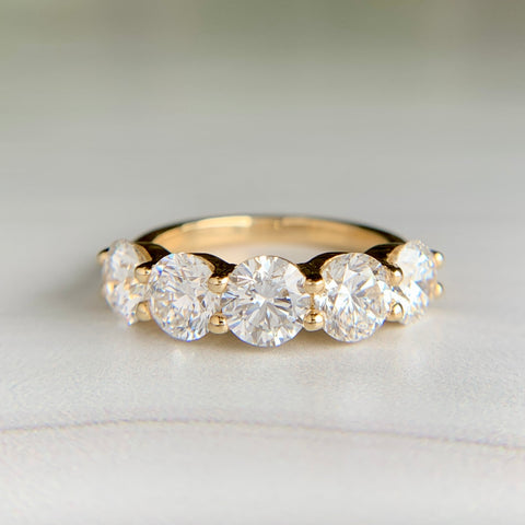 3.05ctw 5 Stone Lab Diamond Band 14k Yellow Gold