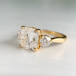 3.28ctw 3 Stone Cushion Lab Diamond Ring 18k IGI Cert