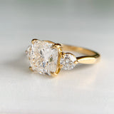 3.28ctw 3 Stone Cushion Lab Diamond Ring 18k IGI Cert