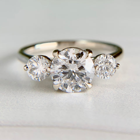 3 Stone Ring Lab Diamonds 14k