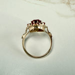 Vintage Lab Grown Ruby Shield Ring 14k